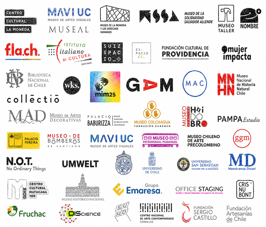 Logos de clientes e instituciones que han confiado en Fourmi: museos, universidades, fundaciones culturales y espacios de patrimonio de Chile