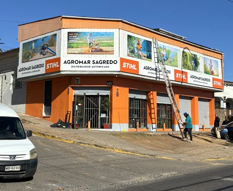 Rotulación de fachada para Agromar Sagredo, distribuidor autorizado STIHL