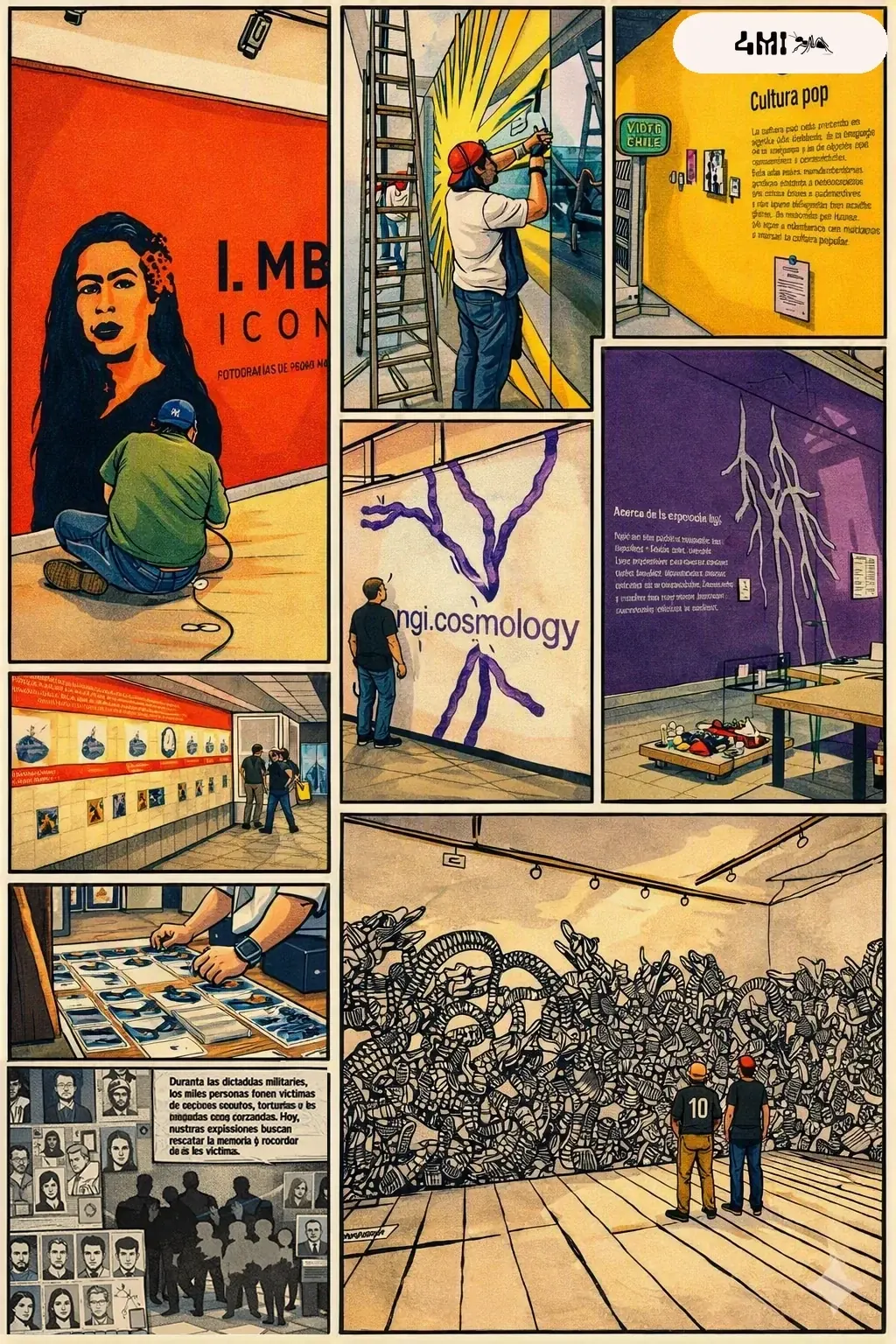 Producción e instalación de gráfica de pared en museo, corte de vinilo